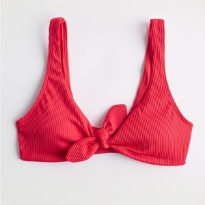NWT Hollister Ribbed Tie-Front Scoop Bikini Top
